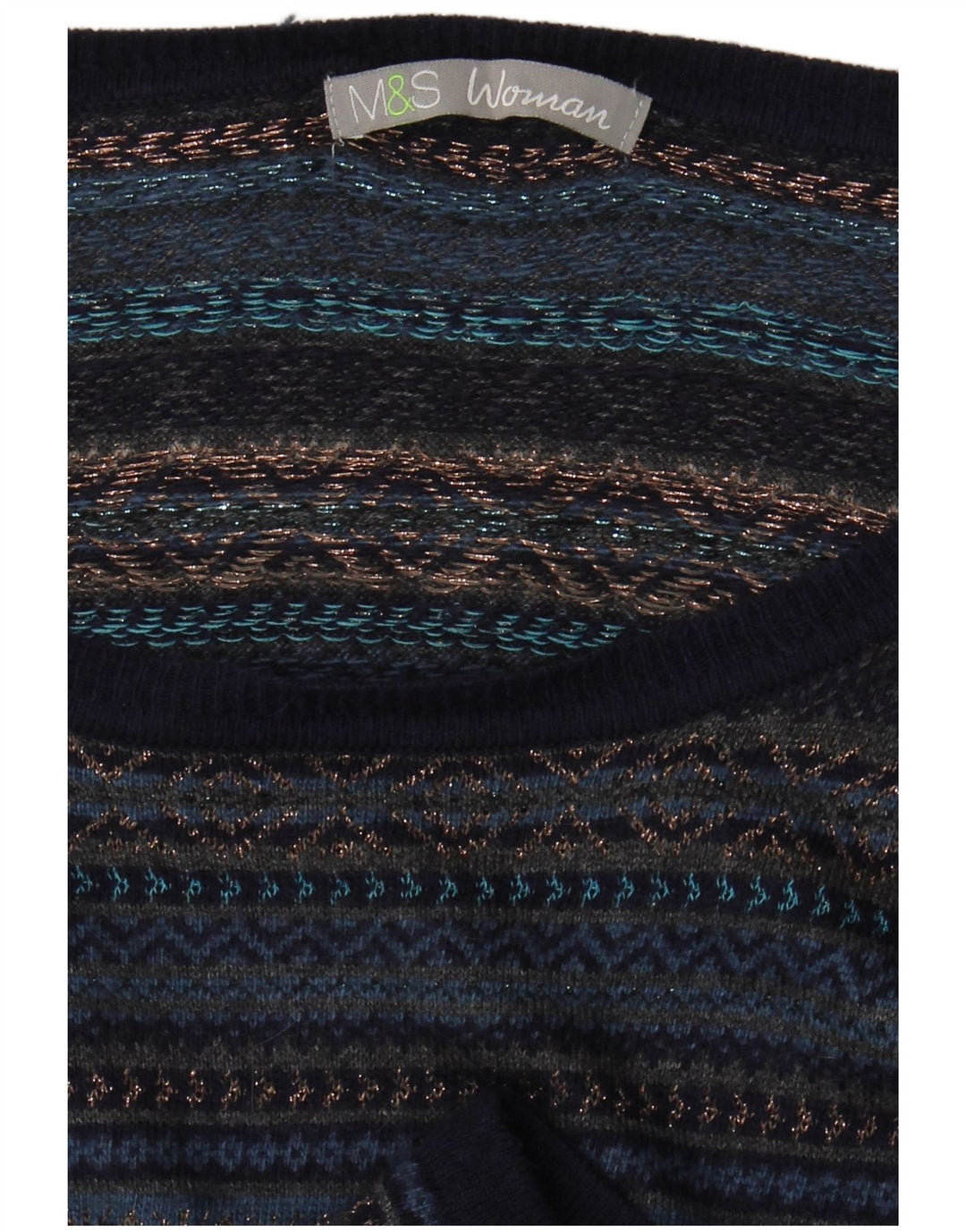 Marks & Spencer Damen Pulloverkleid UK 14 Mittel Marineblau Fair Isle