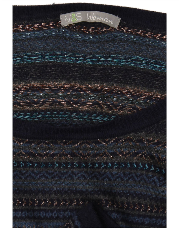 Marks & Spencer Damen Pulloverkleid UK 14 Mittel Marineblau Fair Isle