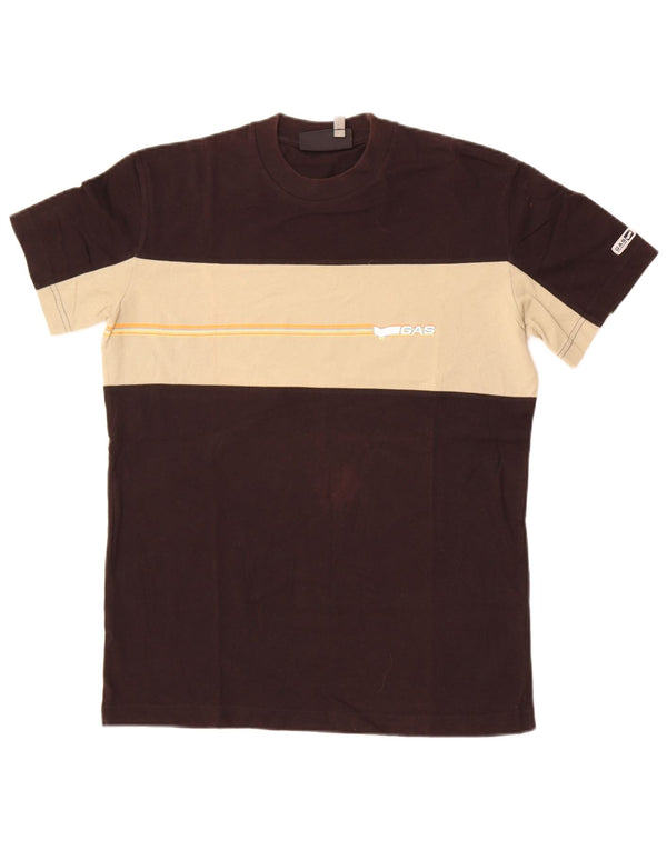 Gas Herren T-Shirt Top Large Schwarz Colourblock Baumwolle