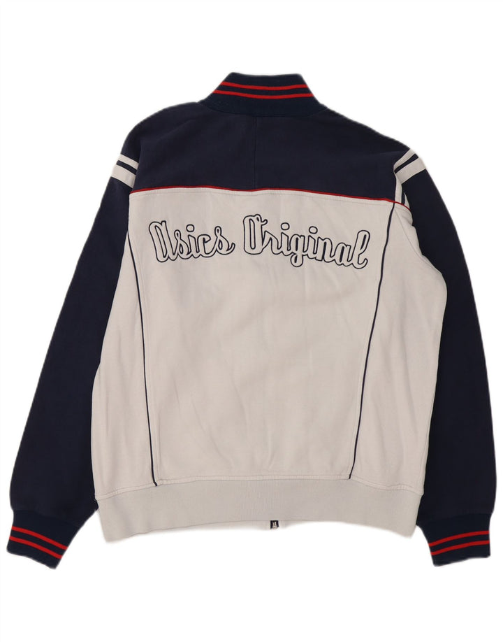 ASICS Herren-Trainingsanzugoberteil mit Grafik, Größe L, Weiß, Farbblock