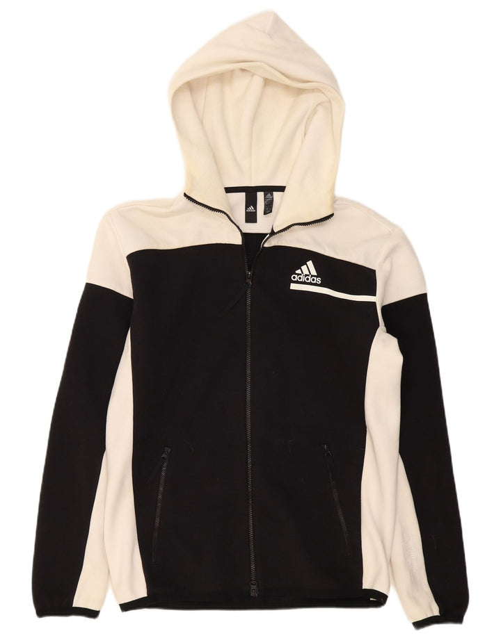 ADIDAS Herren-Trainingsanzug mit Kapuze, Oberjacke, Mittelschwarzes Farbblock-Polyester