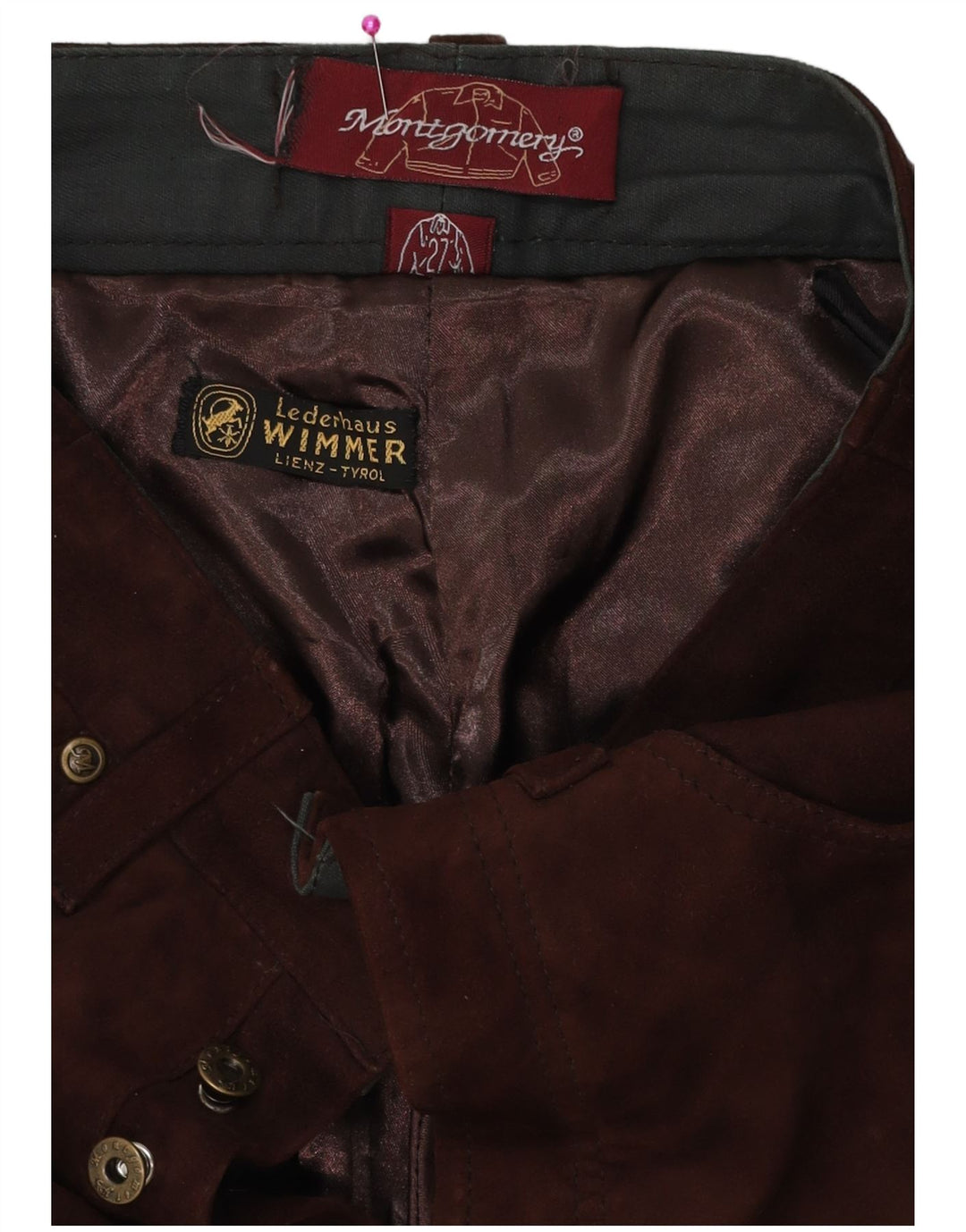 MONTGOMERY Gerade Wildlederhose für Damen W27 L29 Braunes Leder