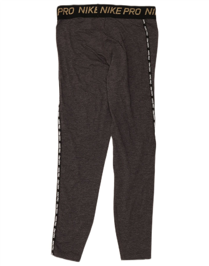 NIKE Womens Dri Fit Graphic Leggings UK 12 Mittelgrauer Farbblock