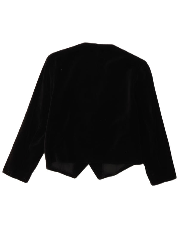 Vintage Mädchen 1 Knopf Samt Bolero Jacke 10-11 Jahre Schwarze Baumwolle