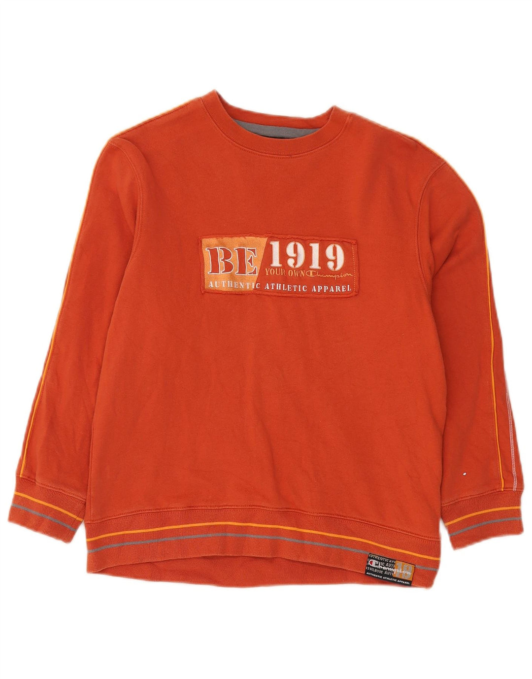 CHAMPION Jungen-Sweatshirt mit Grafik, 11–12 Jahre, groß, orangefarbene Baumwolle