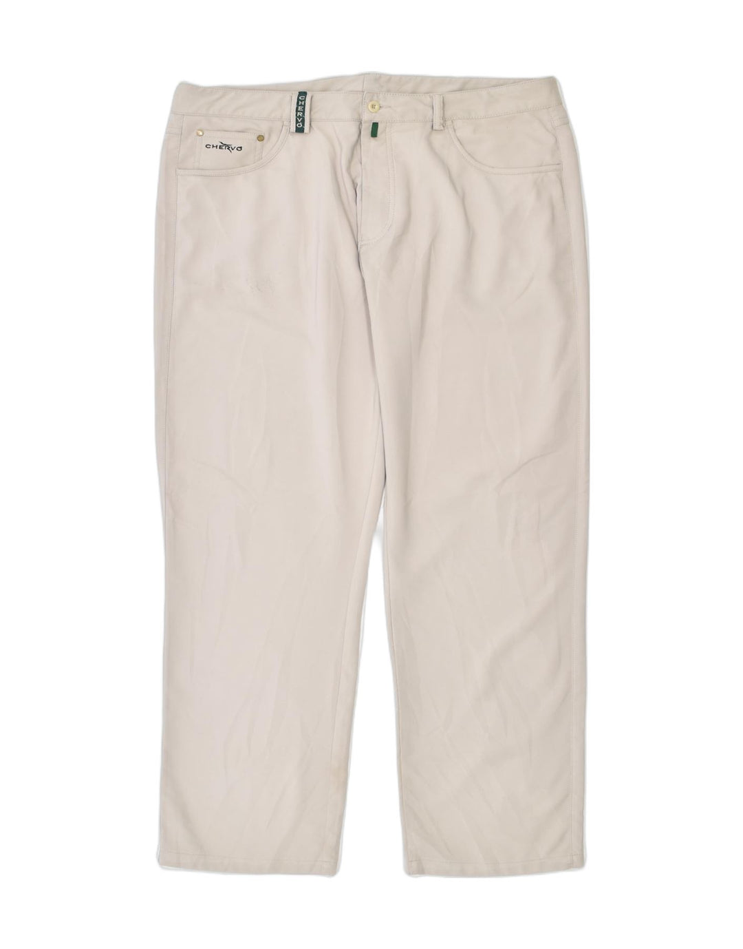 CHERVO Womens Tapered Casual Trousers W38 L34 Beige Polyamide | Vintage | Thrift | Second-Hand | Used Clothing | Messina Hembry 