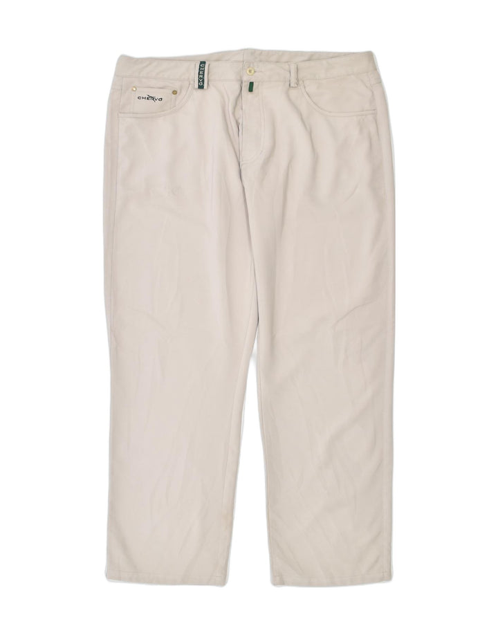 CHERVO Womens Tapered Casual Trousers W38 L34 Beige Polyamide | Vintage | Thrift | Second-Hand | Used Clothing | Messina Hembry 