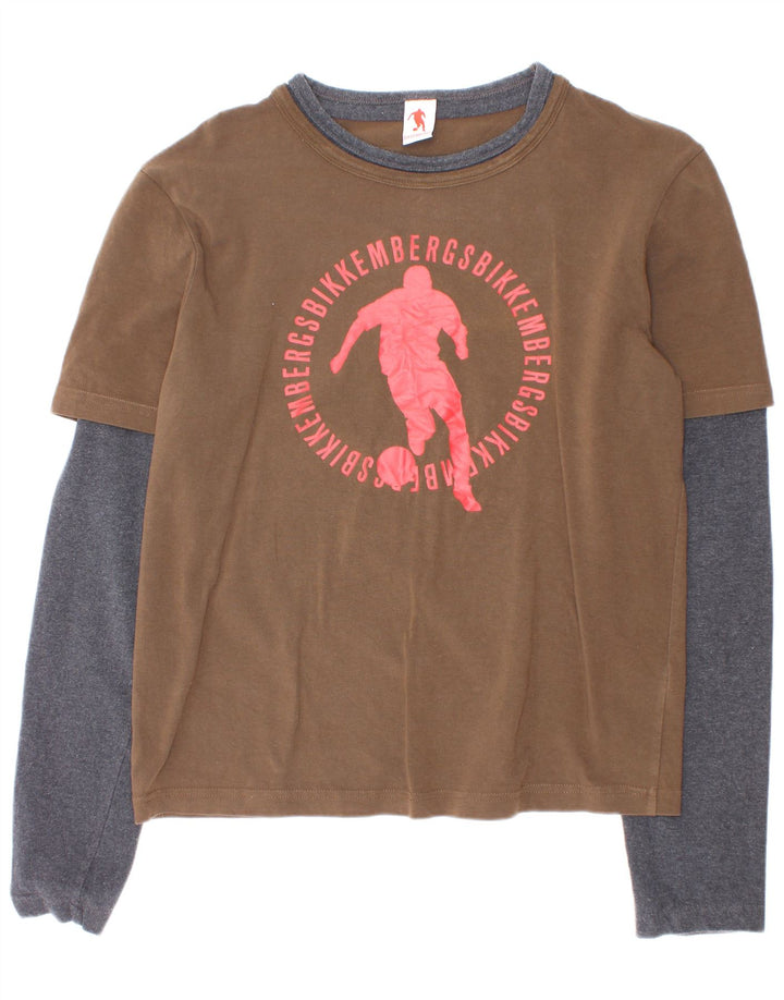 Bikkembergs Langarmshirt mit Grafik für Jungen, 13–14 Jahre, Größe S, Braun