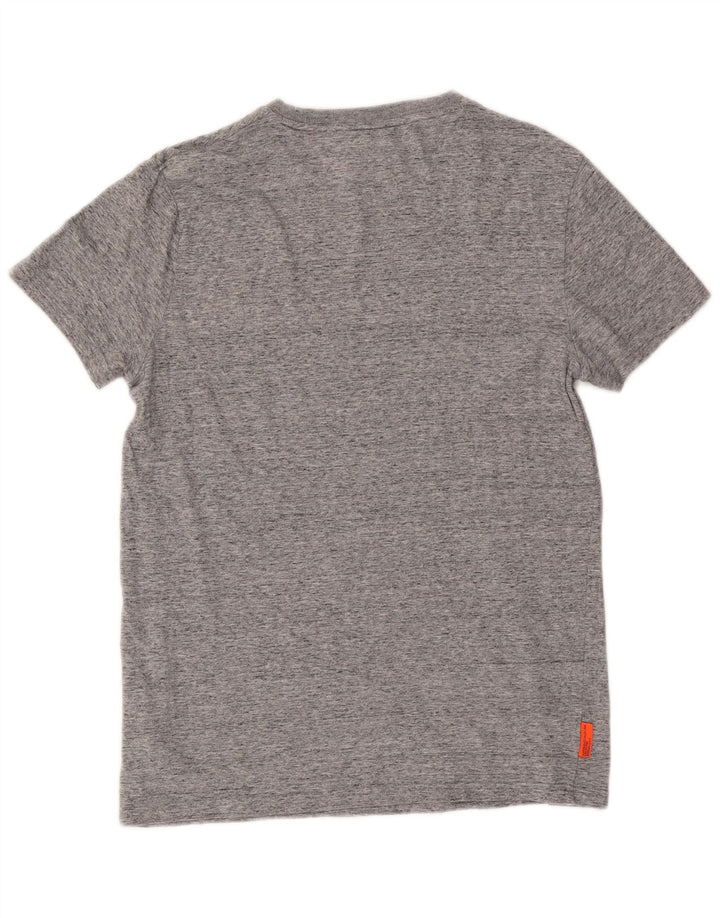 Superdry Herren T-Shirt-Oberteil aus mittelgrau gefleckter Baumwolle