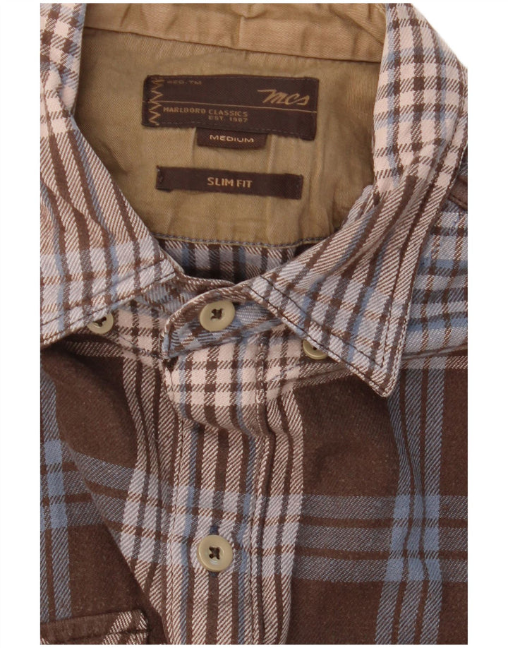 Marlboro Classics Slim-Fit-Flanellhemd für Herren in Mittelbraun