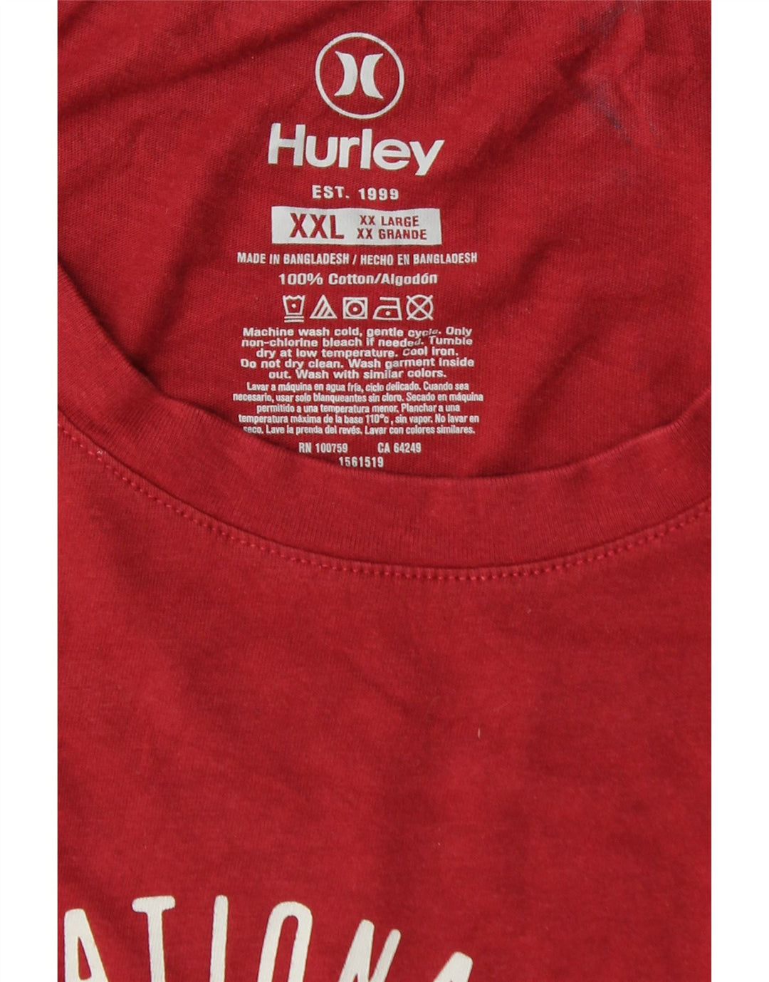 HURLEY Herren-T-Shirt mit Grafik, 2XL, rote Baumwolle