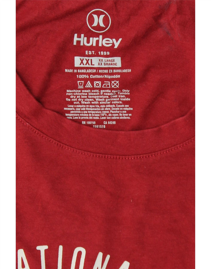 HURLEY Herren-T-Shirt mit Grafik, 2XL, rote Baumwolle