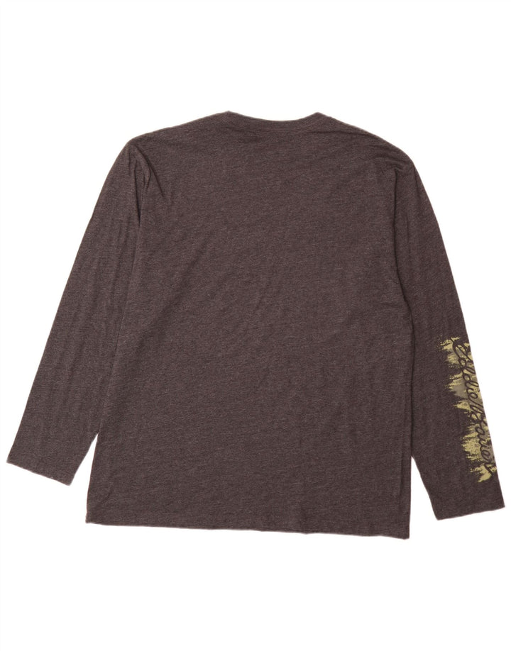 Eddie Bauer Herren Grafik-Oberteil, langärmelig, groß, grau meliert, Baumwolle