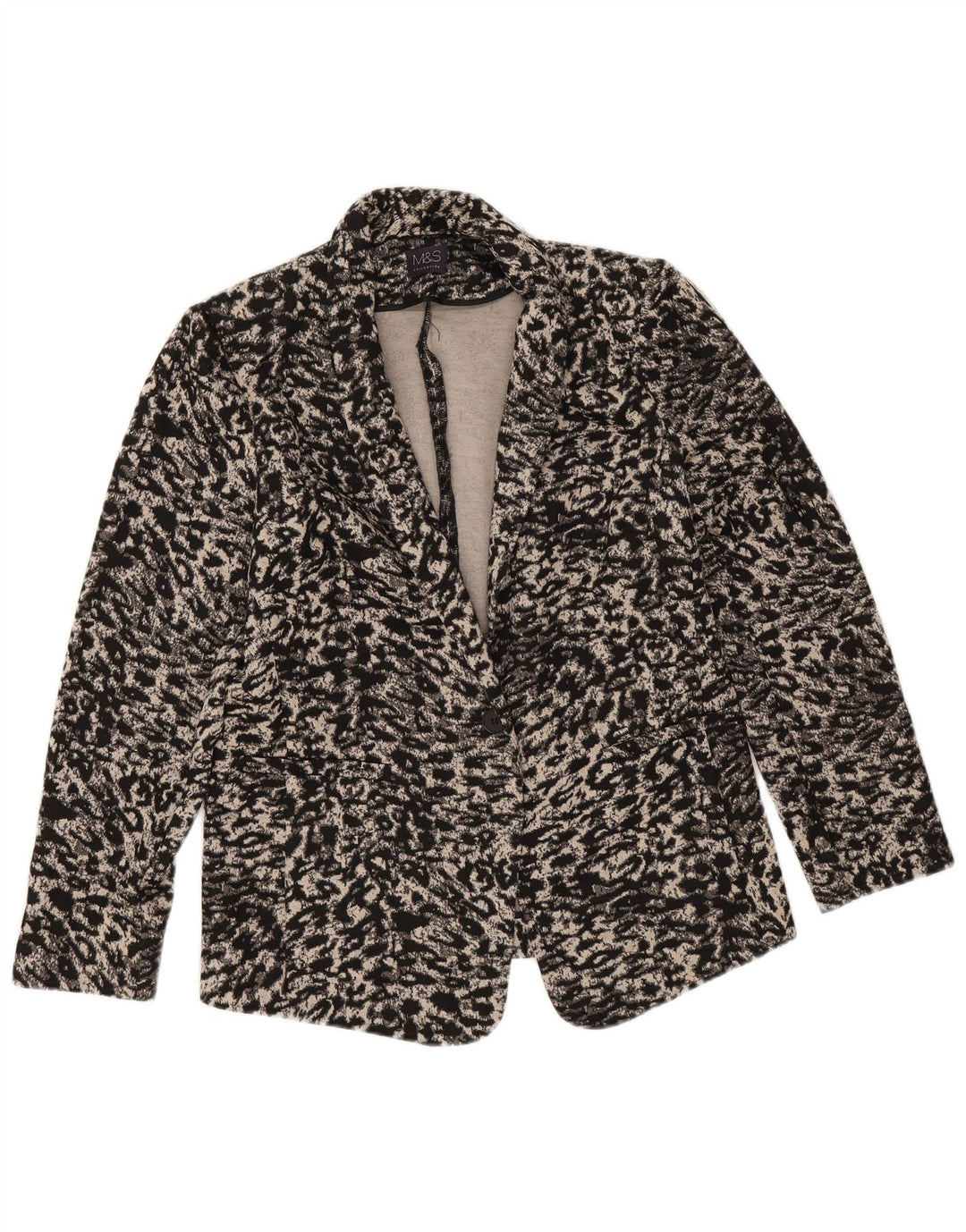 Marks & Spencer Damen-Blazer-Jacke, Größe 46, groß, beige, mit Tiermuster