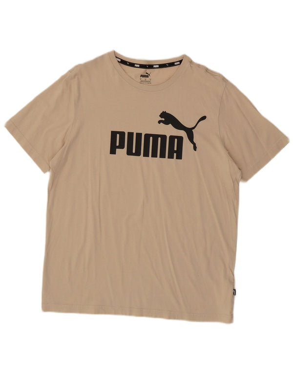 Puma Damen Grafik T-Shirt Top UK 14 Mittelbeige Baumwolle