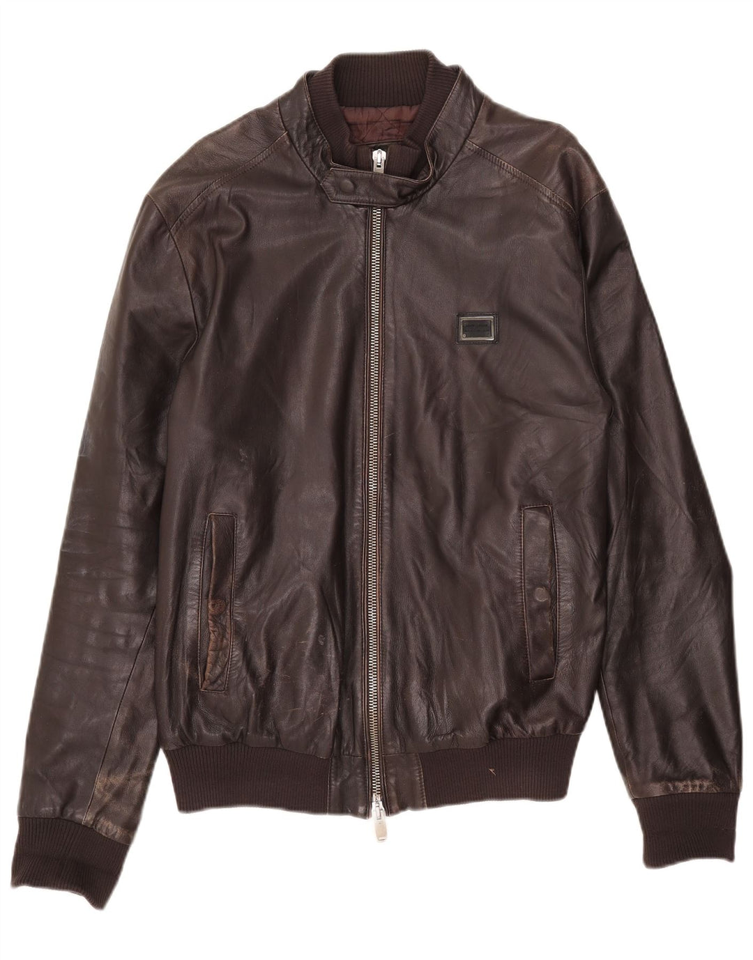 Antony Morato Herren Lederjacke UK 40 Großes braunes Leder