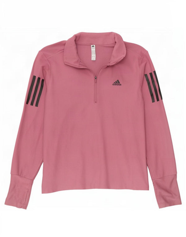 Adidas Damen Aeroready Zip Neck Pullover Trainingsanzug Top UK 4/6 XS Rosa