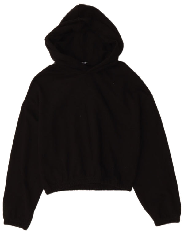 Zara Damen Crop Hoodie Pullover UK 14 Mittelschwarze Baumwolle