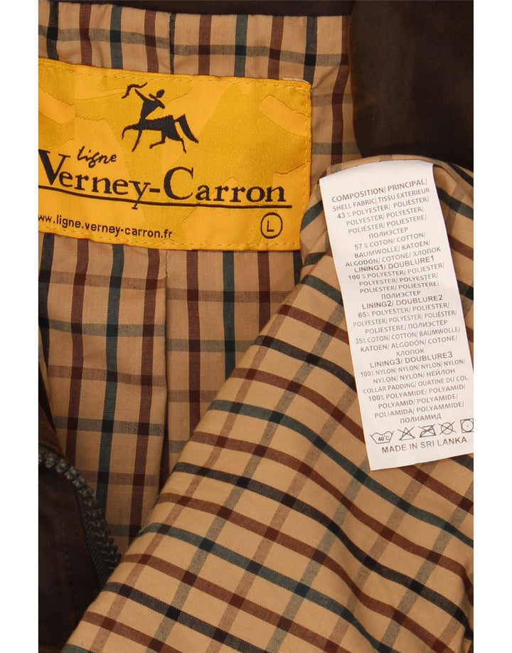Verney Carron Herrenjacke aus gewachster Baumwolle, UK 40, großes braunes Polyester