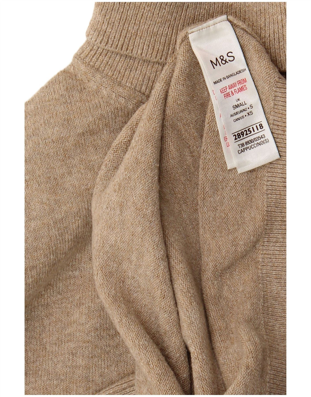 Marks & Spencer Rollkragenpullover für Damen, UK 10, Größe S, Beige, Polyester