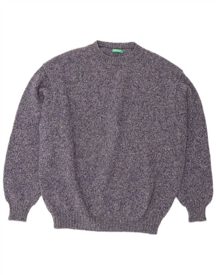 Benetton Herren-Pullover mit Rundhalsausschnitt, groß, lila meliert