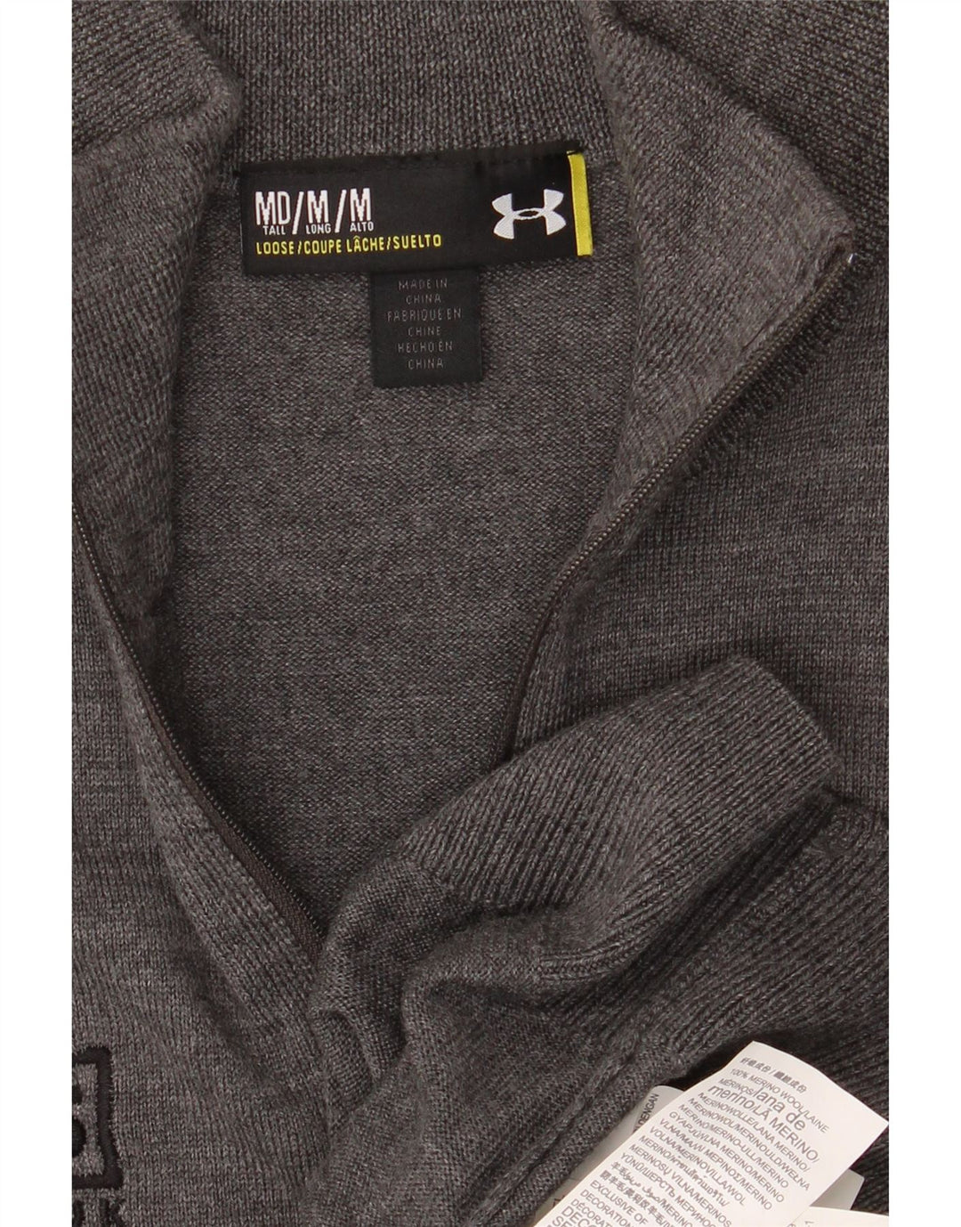 UNDER ARMOUR Herren-Pullover mit grafischem Reißverschluss, groß, mittelgrau