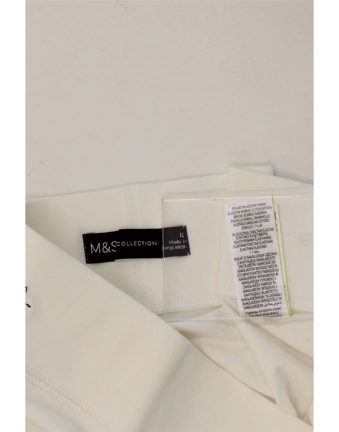 MARKS & SPENCER Womens Leggings UK 12 Medium White Cotton Vintage Marks & Spencer and Second-Hand Marks & Spencer from Messina Hembry 
