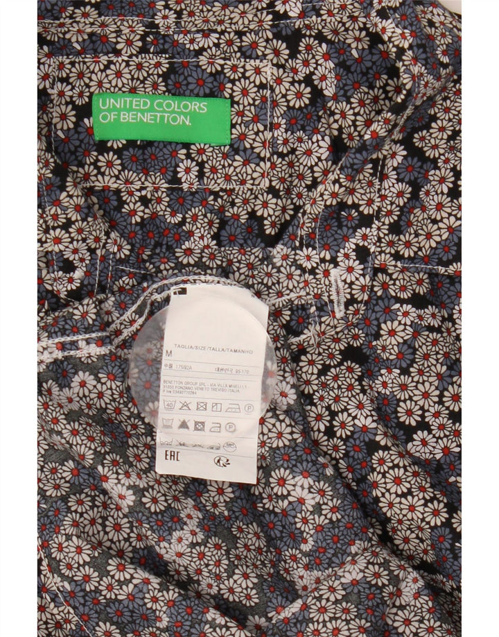 BENETTON Herren-Kurzarmhemd, mittelgroß, mehrfarbig, Blumenmuster, Baumwolle
