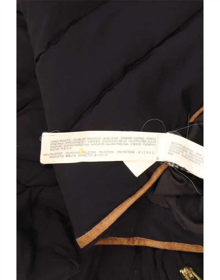 Zara Damen-Jacke mit Kapuze, wattiert, UK 10, Größe S, Marineblau, Polyester