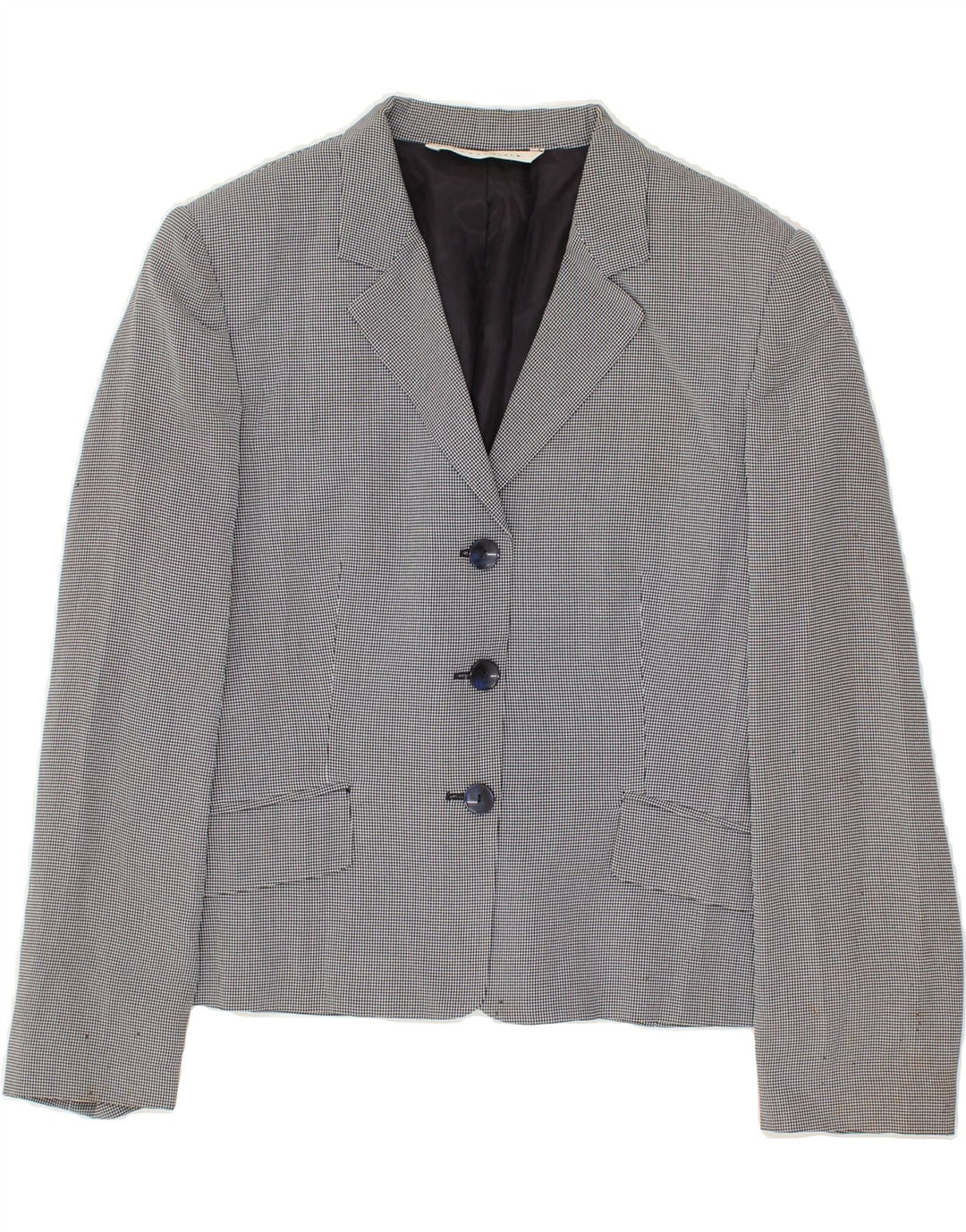 PENNY BLACK Womens 3 Button Blazer Jacket UK 12 Medium Grey Check Viscose | Vintage Penny Black | Thrift | Second-Hand Penny Black | Used Clothing | Messina Hembry 