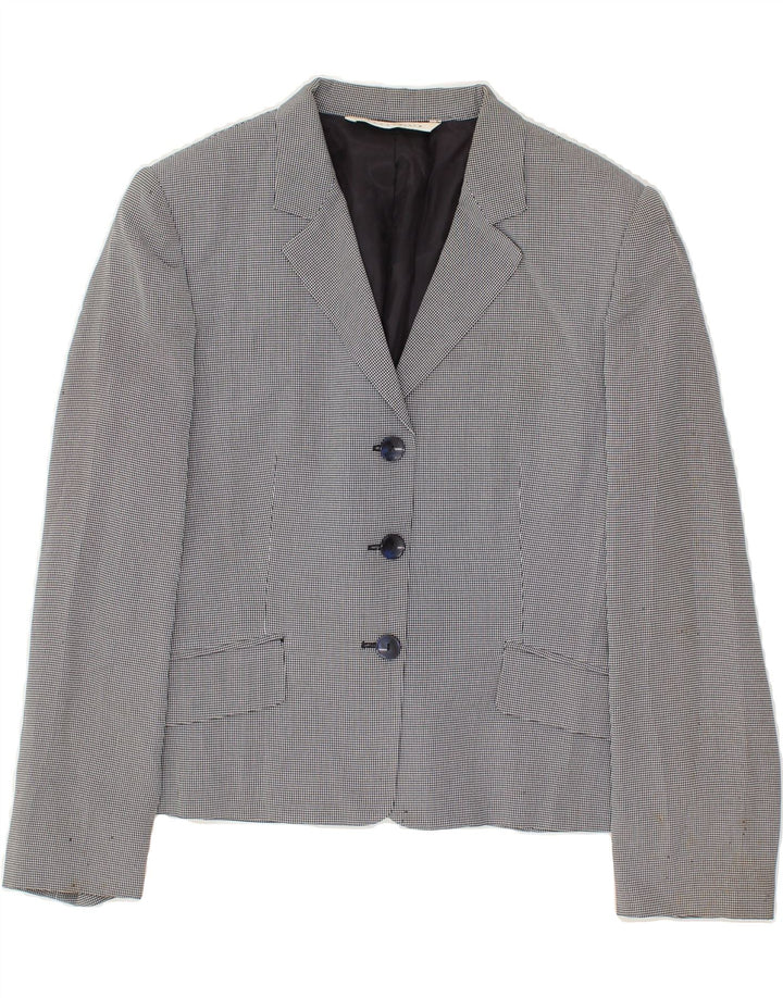 PENNY BLACK Womens 3 Button Blazer Jacket UK 12 Medium Grey Check Viscose | Vintage Penny Black | Thrift | Second-Hand Penny Black | Used Clothing | Messina Hembry 