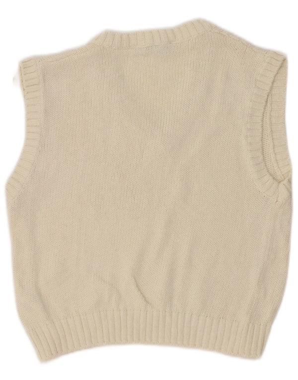 Zara Damen Crop Vest Tank Top UK 12 Mittelweiße Baumwolle
