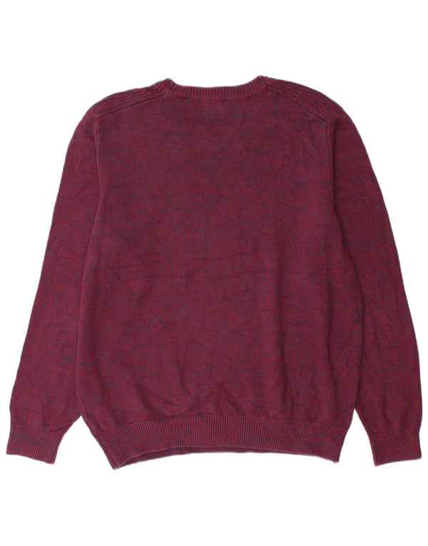 Izod Mens Crew Neck Jumper Sweater Large Burgundy Cotton