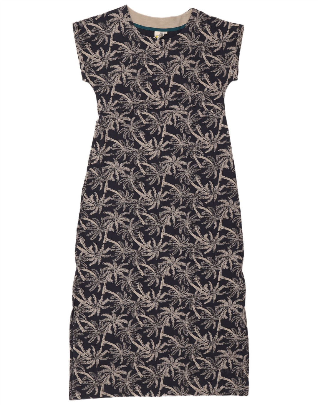 WEIRD FISH Damen-Maxikleid mit abstraktem Muster, Größe 40, Marineblau, Baumwolle