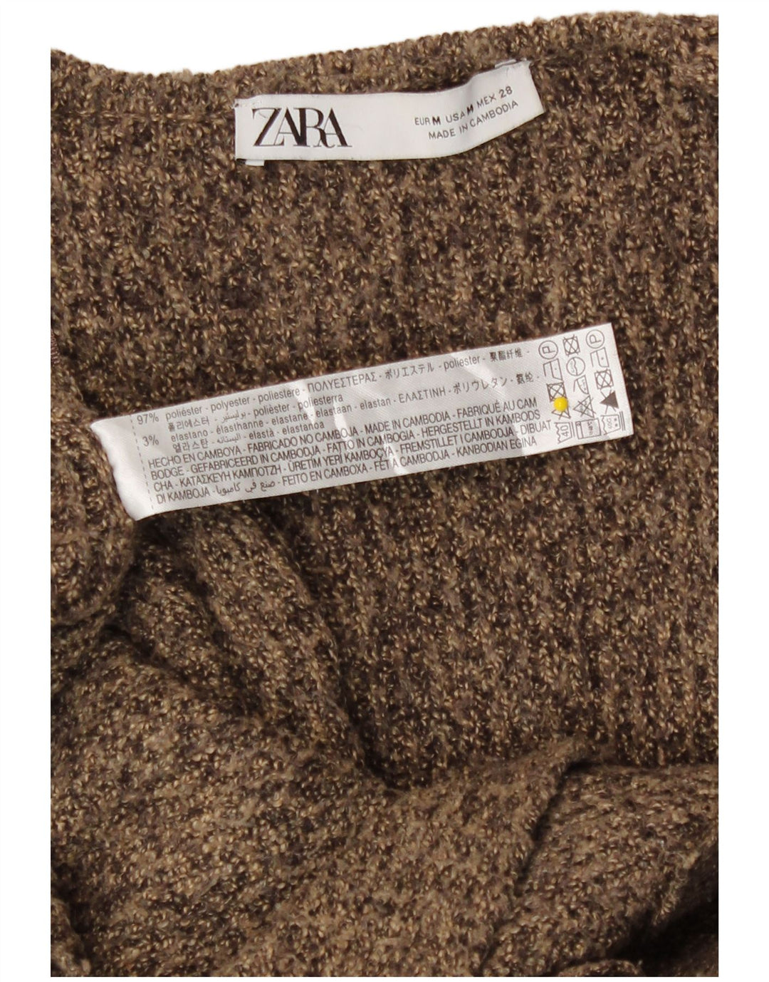 Langer, übergroßer Damen-Cardigan von Zara, Gr. 14, mittelbraun gefleckt