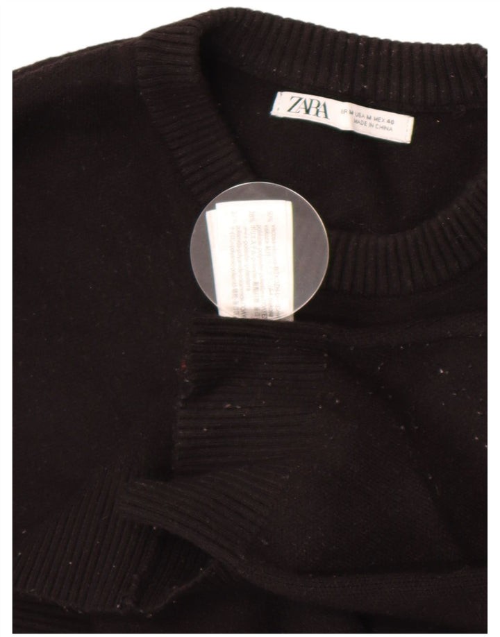 Zara Herren-Pullover mit Rundhalsausschnitt, mittlere schwarze Viskose