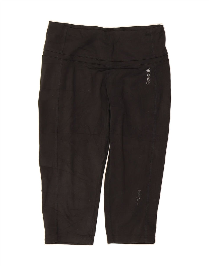 REEBOK Womens Capri Tracksuit Trousers UK 8 Small Black Polyester Vintage Reebok and Second-Hand Reebok from Messina Hembry 