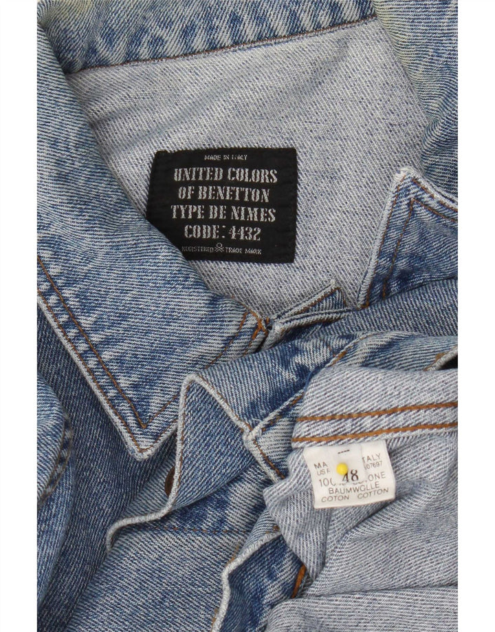 Benetton Herren Jeansjacke IT 48 mittelblaue Baumwolle