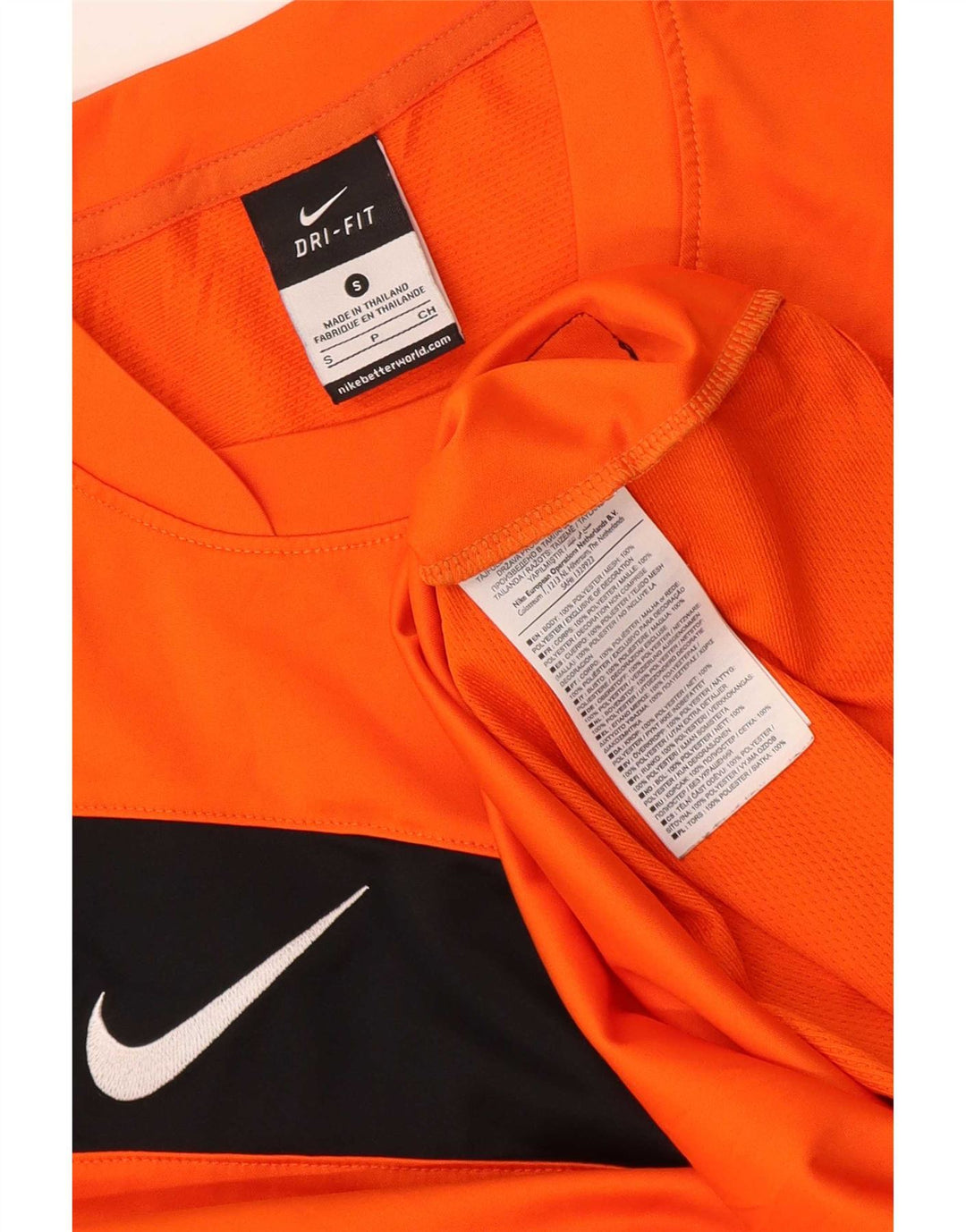 Nike Herren-T-Shirt mit Dri-Fit-Grafik, Größe S, orangefarbenes Farbblock-Polyester