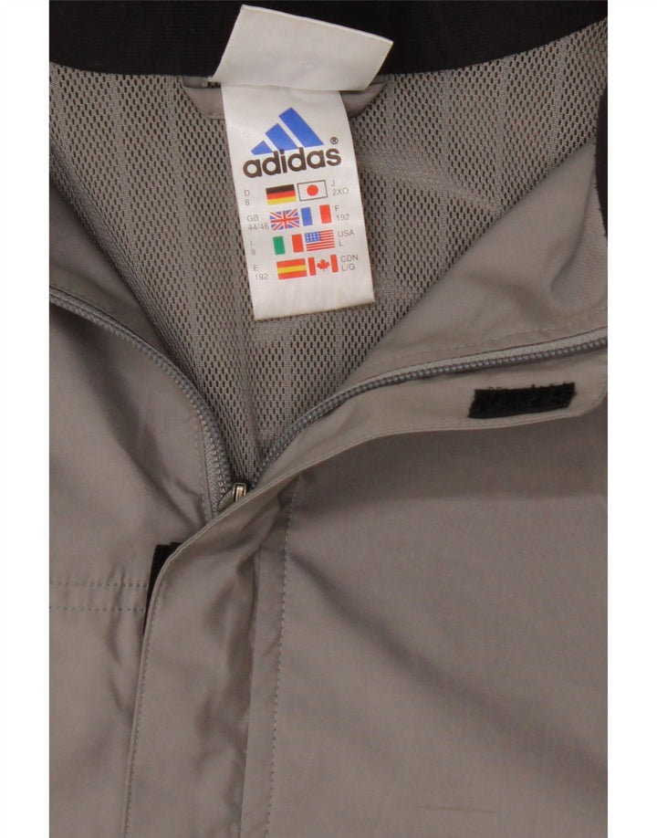 ADIDAS Mens Rain Jacket UK 44/46 Large Grey Polyester
