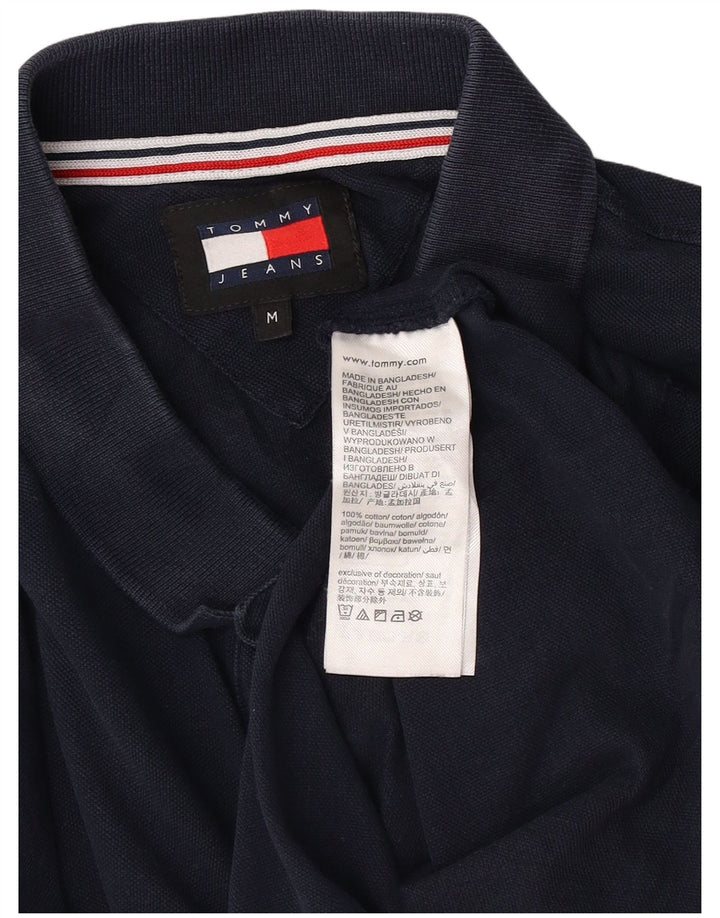 Tommy Hilfiger Herren-Langarm-Poloshirt, mittelmarineblaue Baumwolle