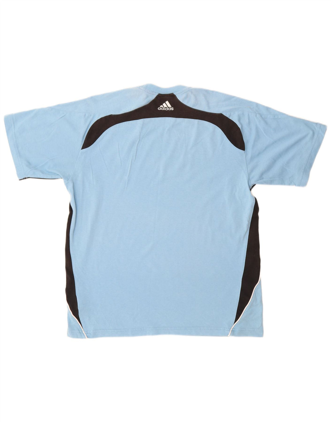 ADIDAS Herren Climalite T-Shirt Top UK 40/42 Mittelblaue Colourblock-Baumwolle