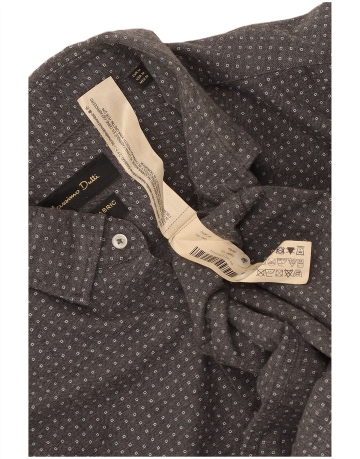 Massimo Dutti Herrenhemd aus mittelgrauer, geometrischer Baumwolle