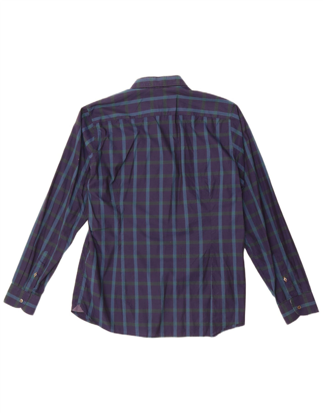 Ted Baker Herrenhemd, Größe 4, groß, marineblau, kariert, Baumwolle