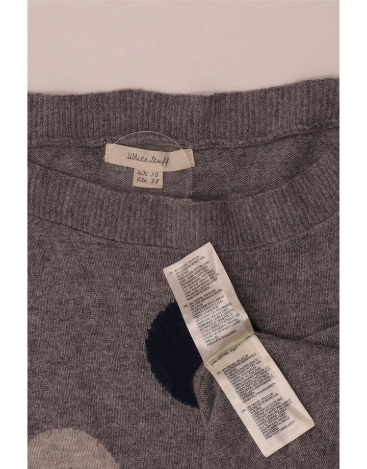 White Stuff Damen-Pullover mit U-Boot-Ausschnitt, Gr. 10, klein, grau, geometrisch
