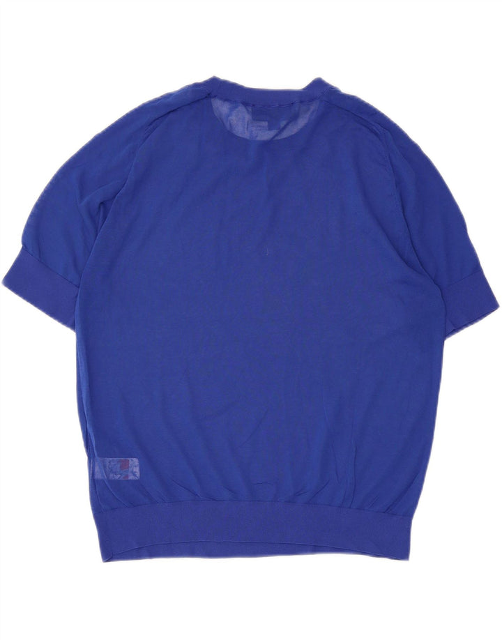 Zara Damen-Top, durchsichtig, UK 14, groß, blaue Baumwolle