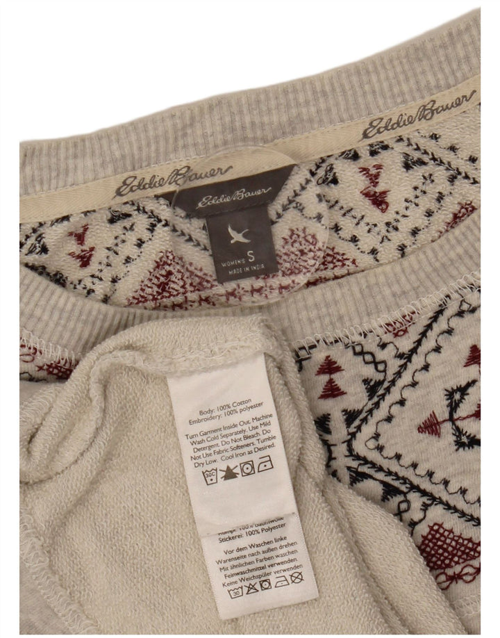 EDDIE BAUER Womens Oversized Sweatshirt Jumper UK 10 Small Grey Fair Isle