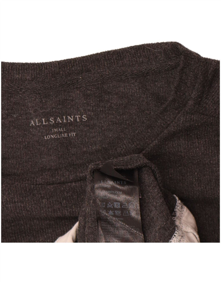 All Saints Herren Longline-Fit-Pullover mit U-Boot-Ausschnitt, Größe S, Grau