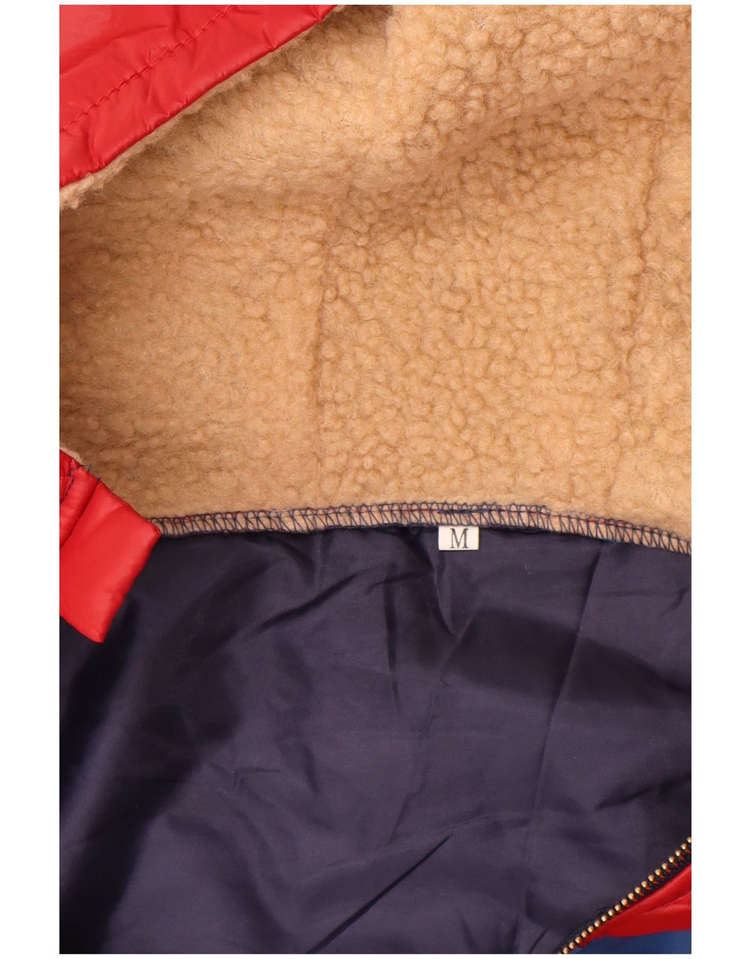 Wattierte Vintage-Damenjacke mit Kapuze, UK 14, mittelblau, Farbblock