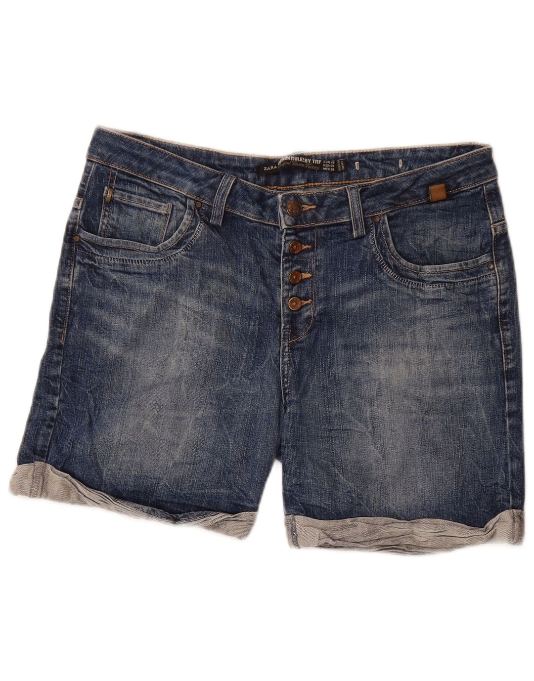ZARA Damen Jeansshorts EU 40 Medium W30 Blau